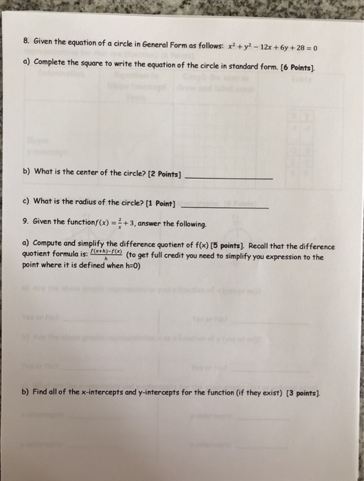 Solved 8. Given the equation of a circle in General Form as | Chegg.com