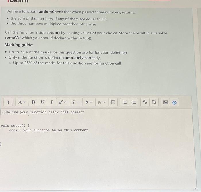 Solved Define a function randomCheck that when passed three | Chegg.com