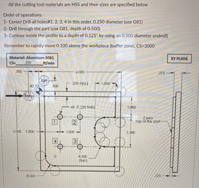 Solved % O00006 (with tool radius comp) (MATERIAL - ALUMINUM | Chegg.com