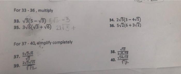Solved For 33 36 Multiply 33 3 5 3 3 35 3 6 3 6 Chegg Com