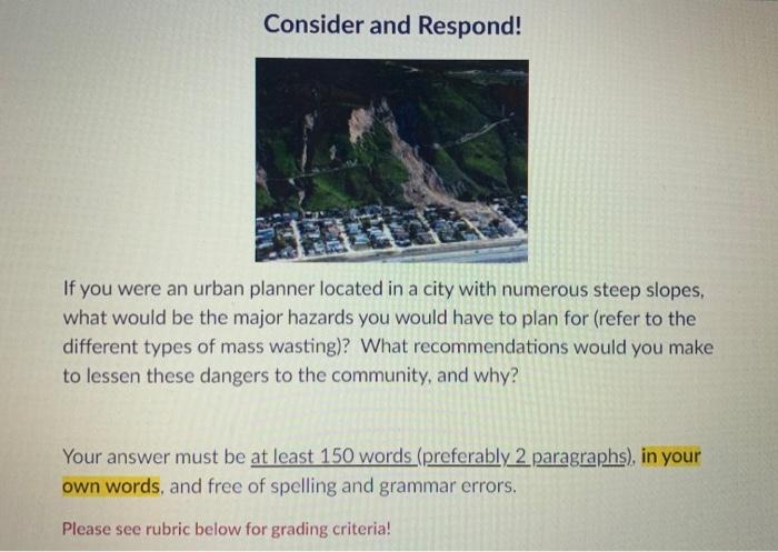 Solved Consider And Respond! If You Were An Urban Planner | Chegg.com