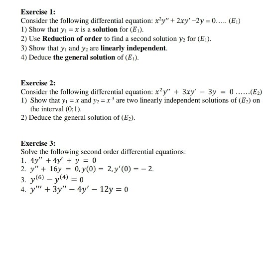 Solved Exercise 1 Consider The Following Differential Chegg Com