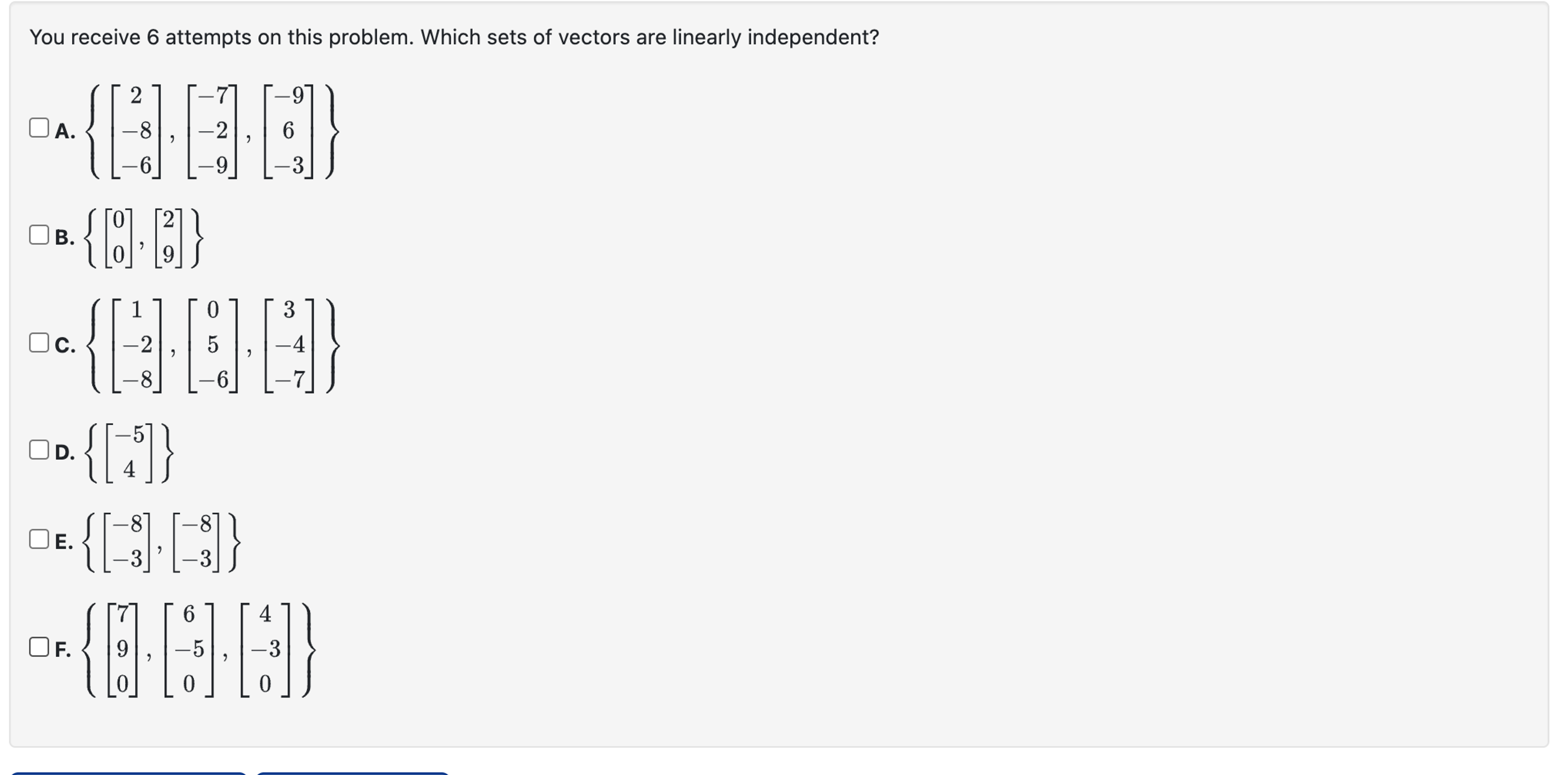 Solved You receive 6 ﻿attempts on this problem. Which sets | Chegg.com