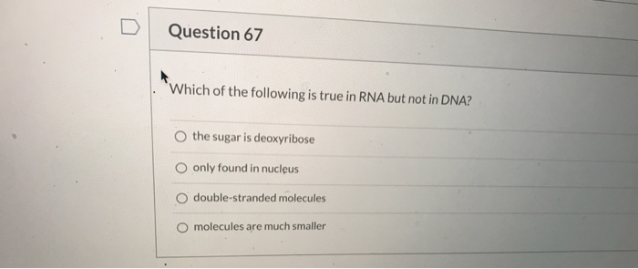 Solved Question 67 Which of the following is true in RNA but | Chegg.com