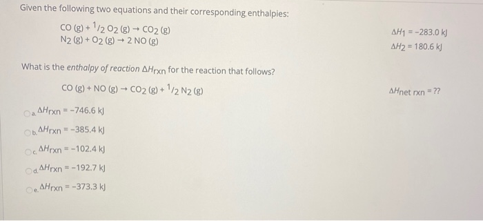 Solved Given the following two equations and their | Chegg.com