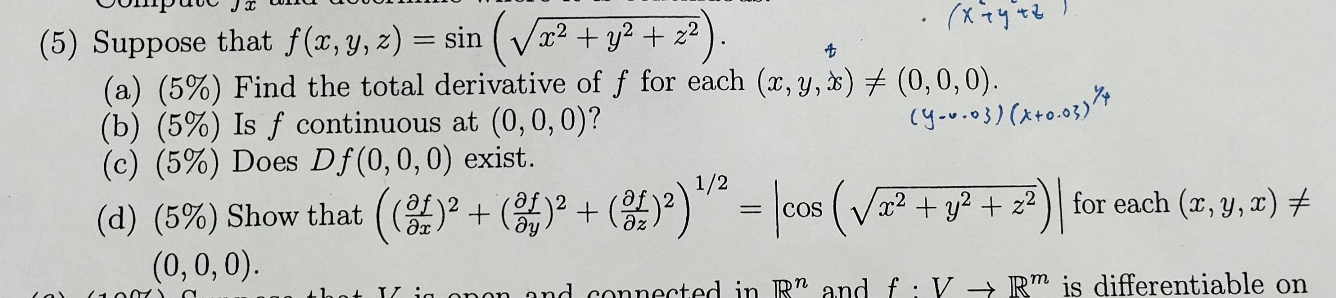 (5) ﻿suppose That F(x,y,z)=sin(x2+y2+z22).(a) (5%) 