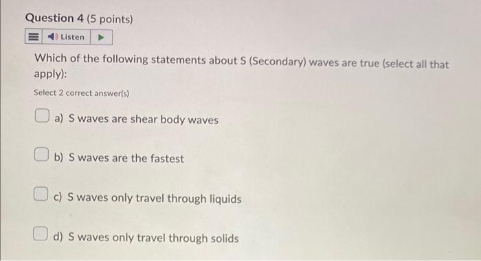 Solved Which of the following statements about earthquakes | Chegg.com