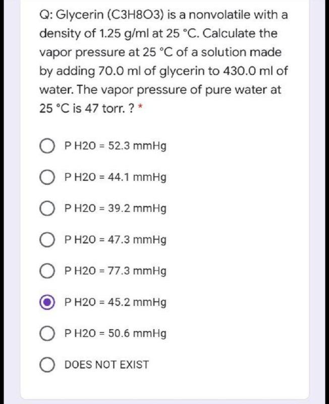 Solved Q: Glycerin (c3h803) Is A Nonvolatile With A Density 