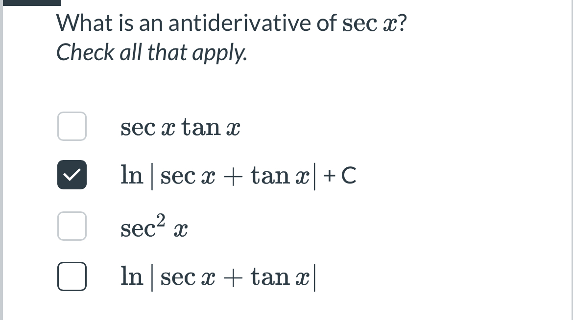 antiderivative of ln secx tanx