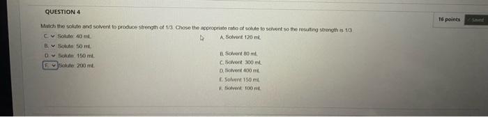 Solved QUESTION 4 Match the solute and solvent to produce | Chegg.com