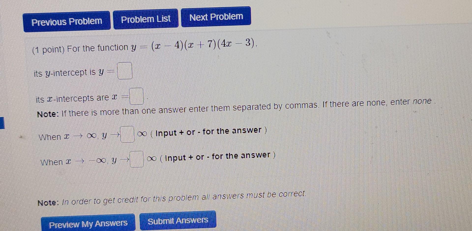Solved Previous Problem Problem List Next Problem 4)(x + 7) | Chegg.com