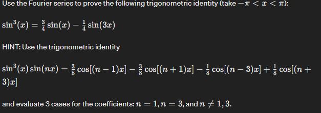 Solved Use the Fourier series to prove the following | Chegg.com