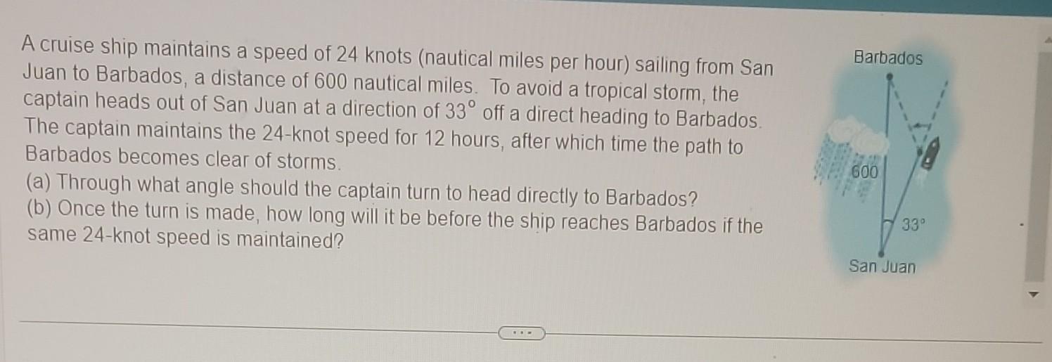 Solved A Cruise Ship Maintains A Speed Of 24 Knots (nautical | Chegg.com