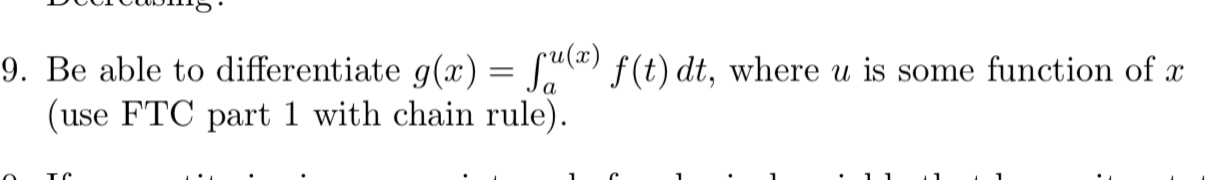 Solved Be able to differentiate g(x)=∫au(x)f(t)dt, ﻿where u | Chegg.com
