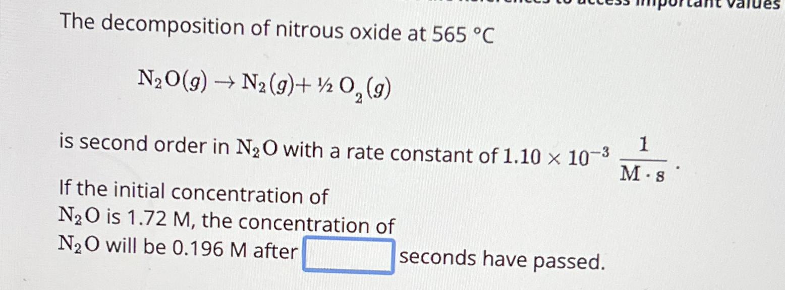 Solved The of nitrous oxide at