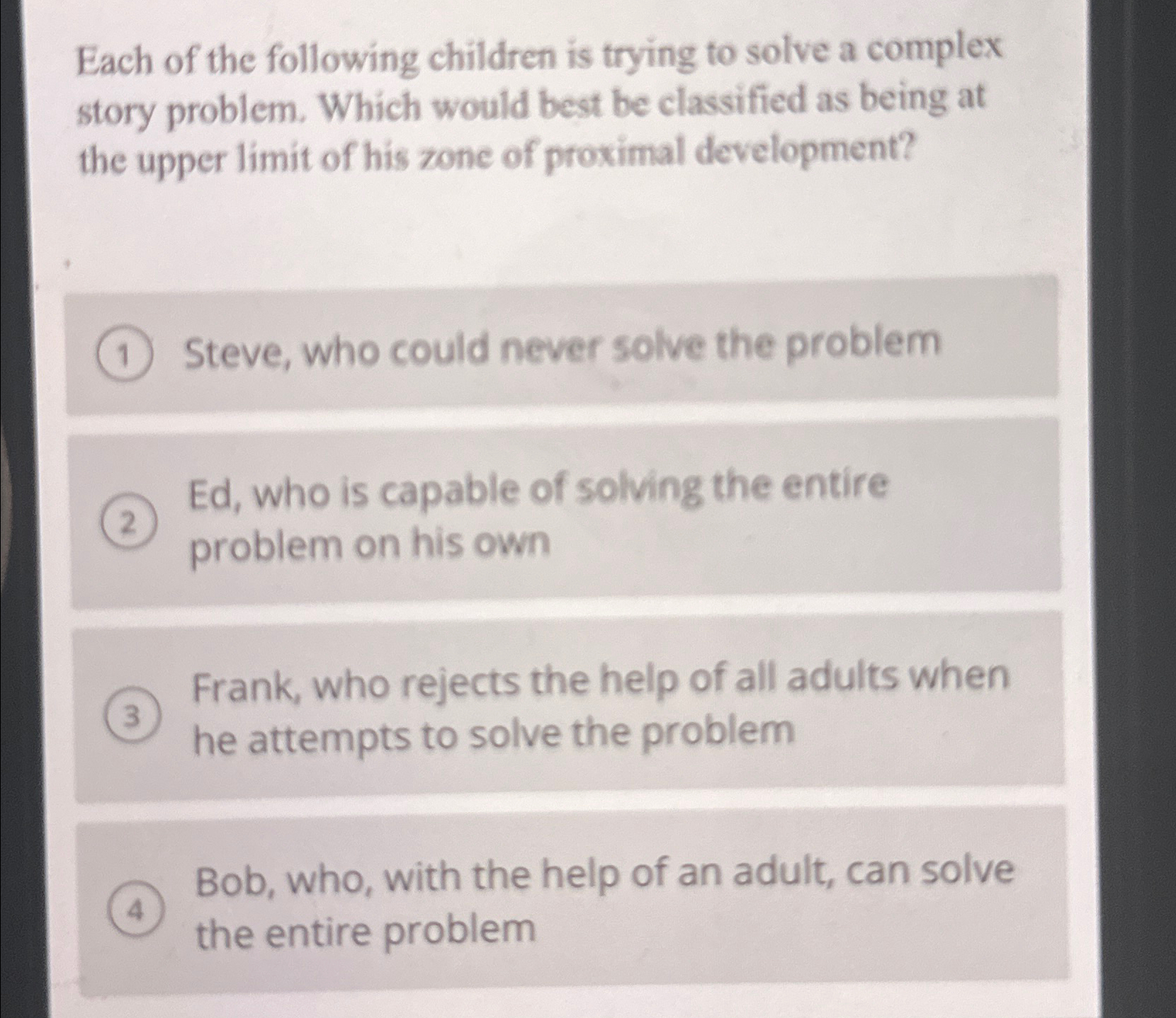 Solved Each of the following children is trying to solve a | Chegg.com