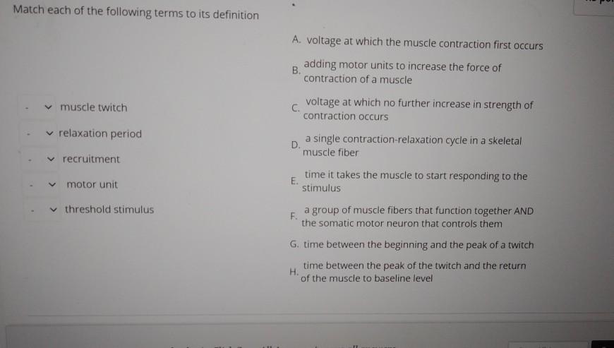 Solved Match each of the following terms to its definition | Chegg.com