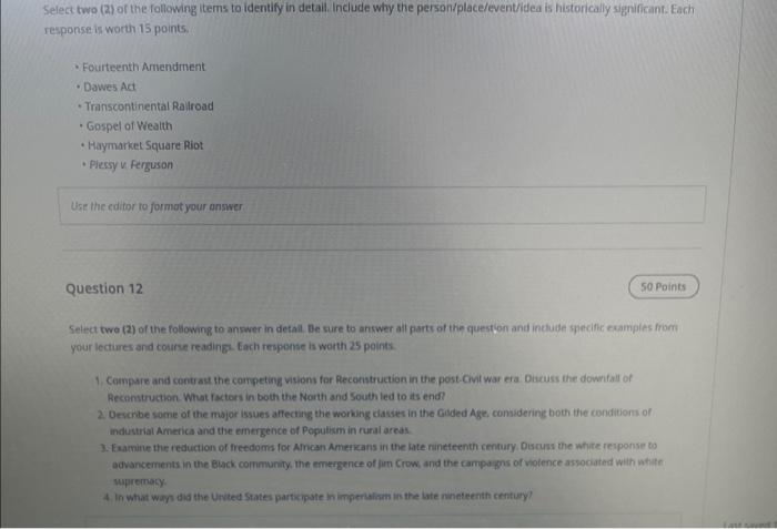 Select two (2) of the following items to identify in | Chegg.com