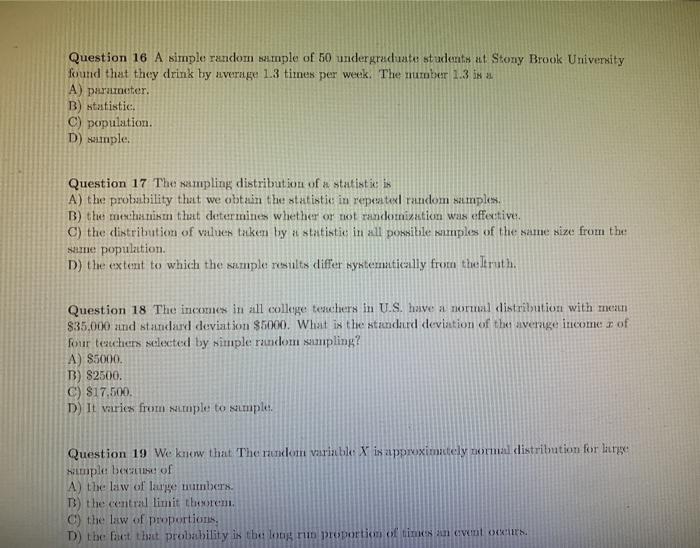 Solved Question 7 Simple random sampling A) reduces bias | Chegg.com