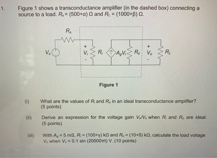 Solved α β γ δ ε ζ 1. Figure 1 shows a transconductance | Chegg.com