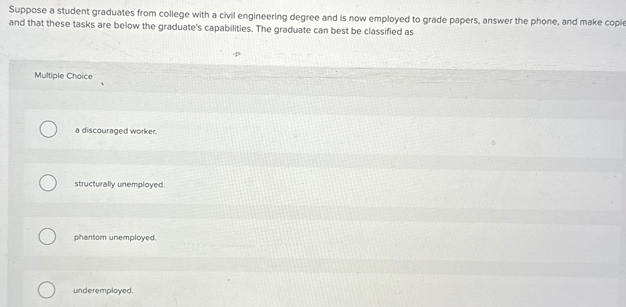 Solved Suppose a student graduates from college with a civil | Chegg.com