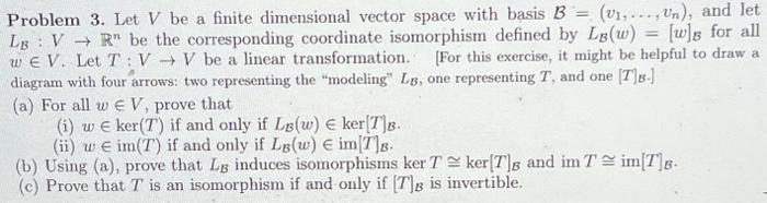 Solved Problem 3. Let V be a finite dimensional vector space | Chegg.com
