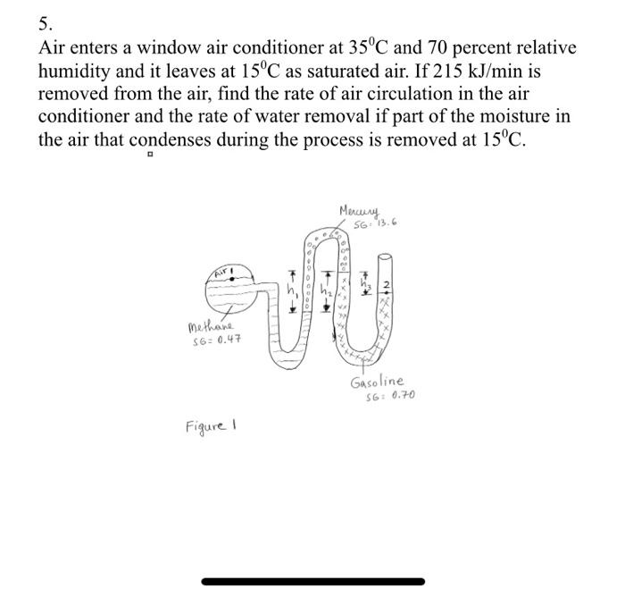 Solved 5. Air enters a window air conditioner at 35°C and 70 | Chegg.com