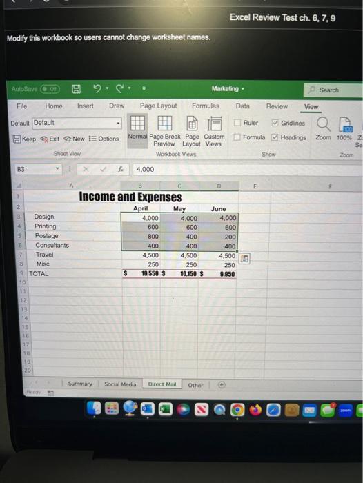 Solved Excel Review Test ch. 6,7,9 Modify this workbook so | Chegg.com