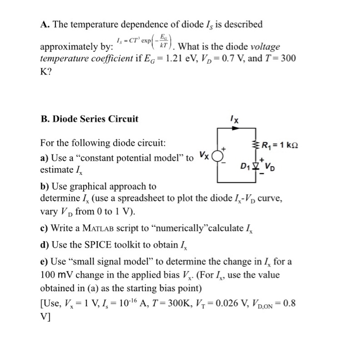 Solved A. The temperature dependence of diode I, is | Chegg.com