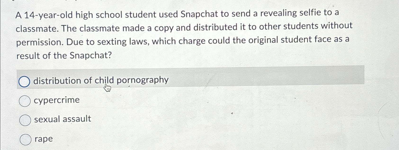 Solved A 14-year-old high school student used Snapchat to | Chegg.com