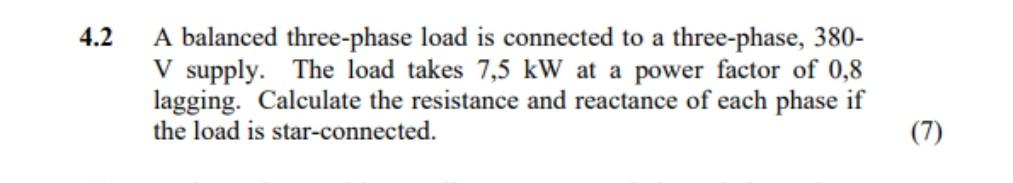 Solved 4.2 A balanced three-phase load is connected to a | Chegg.com
