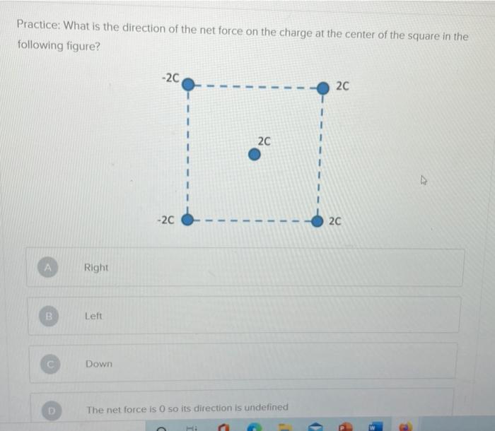 Solved Practice: What is the direction of the net force on | Chegg.com