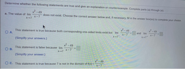 Solved Determine Whether The Following Statements Are True | Chegg.com