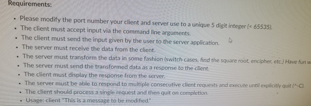 Solved Client Server Problem: Implement a server application | Chegg.com