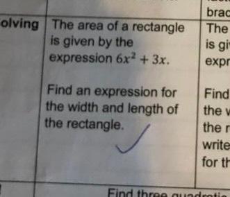 Solved The area of a rectangle is given by the expression | Chegg.com