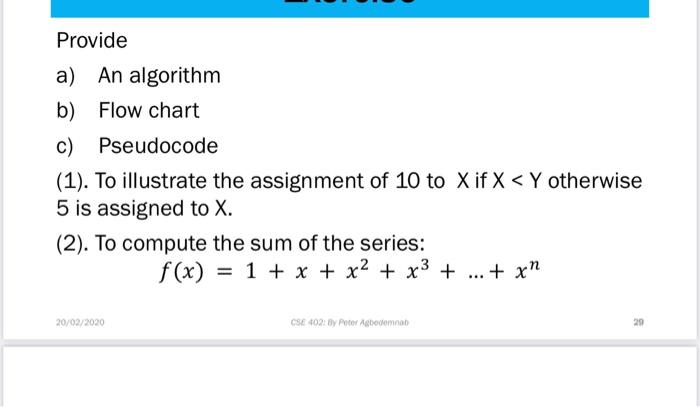 Solved Provide a) An algorithm b) Flow chart c) Pseudocode | Chegg.com