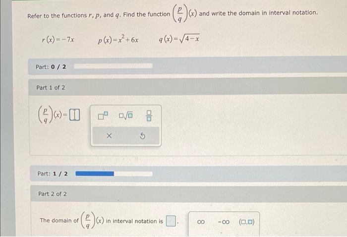 Solved Refer to the functions r. p, and g. Find the function | Chegg.com