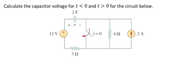 Solved Calculate the capacitor voltage for t 0 for | Chegg.com