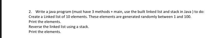 Solved 2. Write a java program (must have 3 methods + main, | Chegg.com