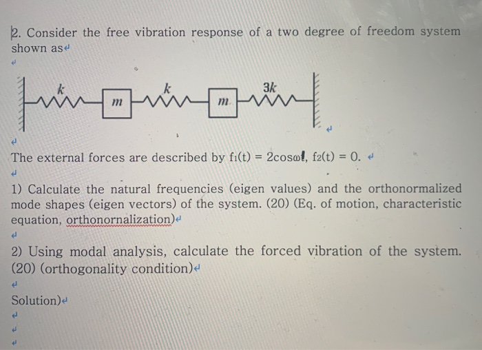 2. Consider the free vibration response of a two | Chegg.com