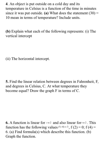 Solved 4. An object is put outside on a cold day and its | Chegg.com