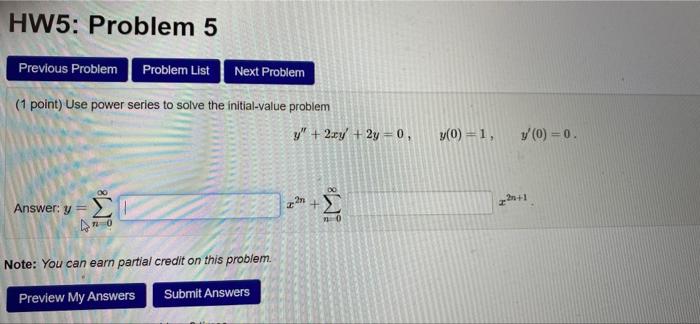 Solved HW5: Problem 5 5 Previous Problem Problem List Next | Chegg.com