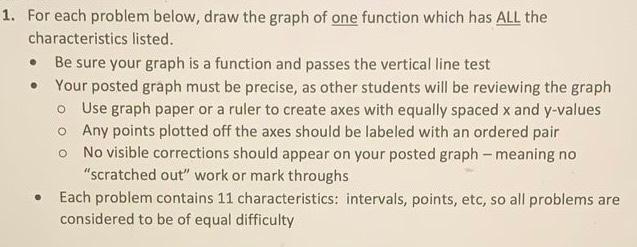 Solved 1. For each problem below, draw the graph of one | Chegg.com