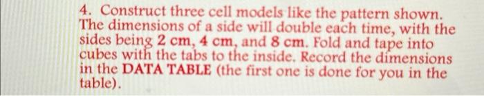 Solved 4. Construct three cell models like the pattern | Chegg.com