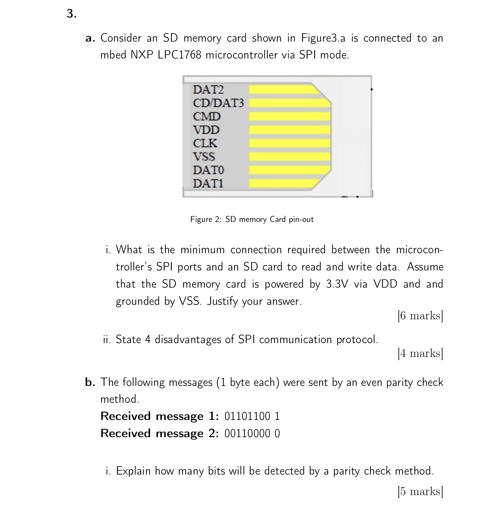 Solved a. ﻿Consider an SD memory card shown in Figure3.a is | Chegg.com