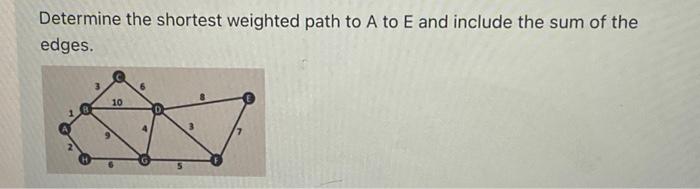 Solved Determine the shortest weighted path to A to E and | Chegg.com