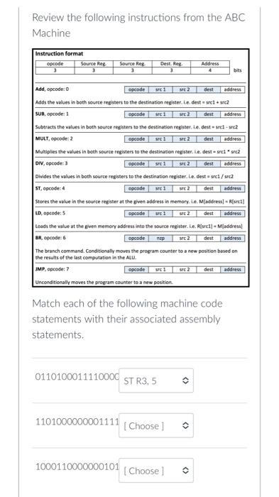 Solved Question 1 1 pts An example of a byte of machine code | Chegg.com