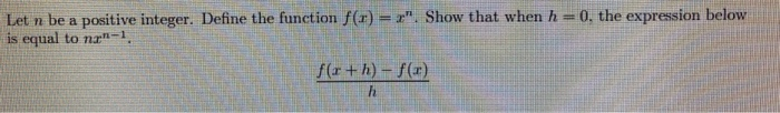 Solved Let n be a positive integer. Define the function | Chegg.com