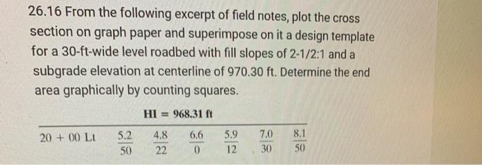 Solved 26.16 From the following excerpt of field notes, plot | Chegg.com