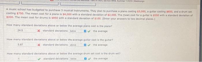 Solved A music school has budgeted to purchase 3 musical | Chegg.com